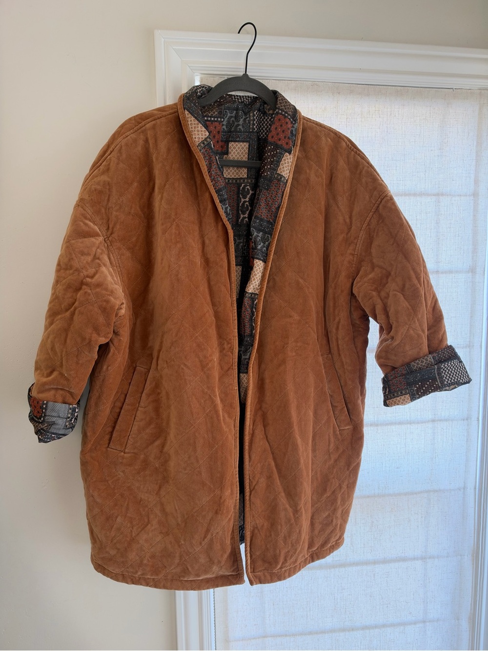 Reversible Quilted Oversized Puffer Jacket - Rust